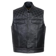 SOA motorcycle Concealed carry pockets leather vest Grey