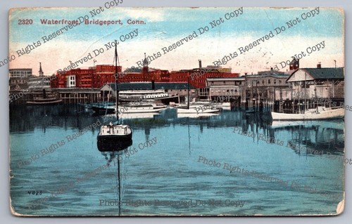 Antique Postcard 1916 Waterfront Bridgeport Connecticut 