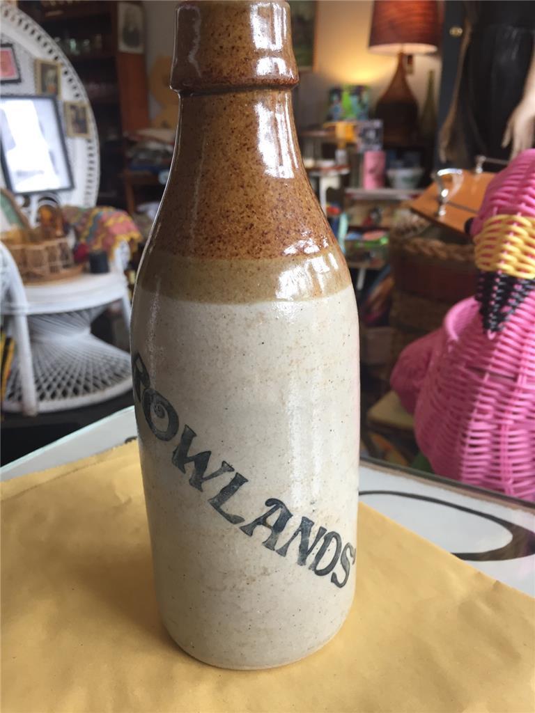 Rare Antique Ginger Beer Bottle. ROWLANDS YE OLD ENGLISH. Sydney Melb