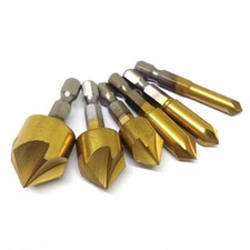 Countersink Bits 6pc Set Deburring Drill Bit HSS for Wood Metal Cutting Tools
