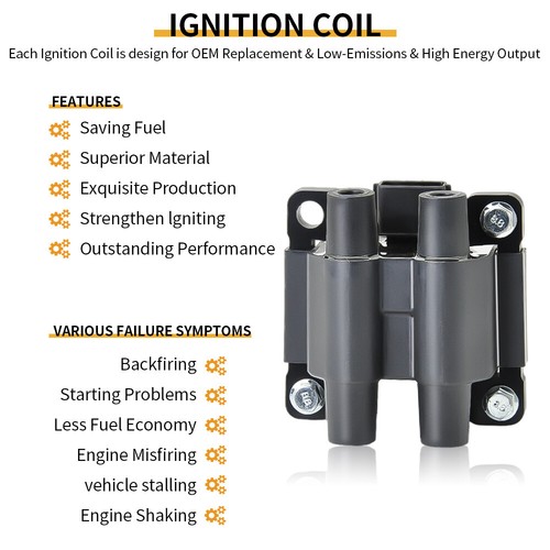 Ignition Coil UF538 & 4X Iridium Spark Plugs & Wires for Subaru Impreza 2.5L - Picture 5 of 9
