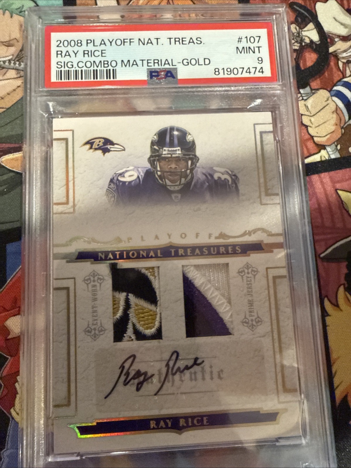 Ray Rice Playoff National Treasure #107 Signature Combo Material-Gold
