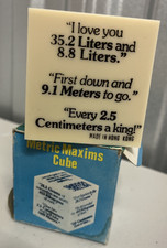Metric Maxims Cube Retro FUNNY Sayings Gag Desk Box Plastic HONG KONG 3x3x3"