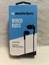MobileSpec Stereo Buds with Mic MBS10113 Wired Ear Buds with Blue Cord