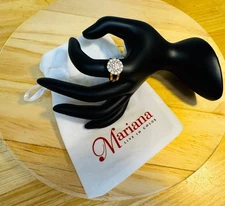 Mariana Rosegoldtone Round White stone cluster ring Adjustable