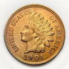1901 1c Indian Head Cent Penny US Copper Coin Uncirculated Philadelphia Mint