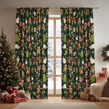 Horaldaily Christmas Sheer Curtains for Living 52"W x 84"L Pack of 2 , Green