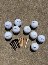Lot of 9 Vintage Golf Balls 11 Golf Tees Top Flite XL, AthleTech Titanium