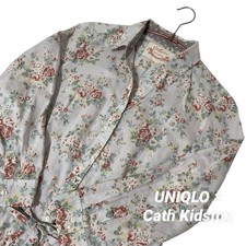 Uniqlo x Cath Kidston Floral Shirt Dress M 3/4 Sleeve Light Grey Used