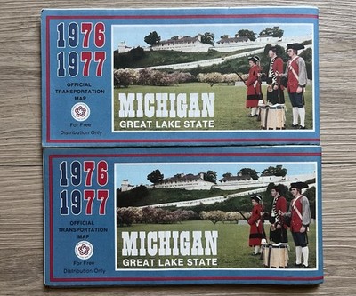 2 Vintage 1976-77 Michigan Official State Highway Dept. Road Map (Ver. B   1977)