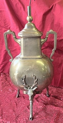 Chapman Brass Urn Shaped Lamp w/ Stag / Elk / Deer Tripod Hoof Feet