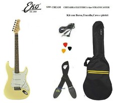 EKO S300 CREAM CHITARRA ELETTRICA STILE STRATO KIT CON BORSA + TRACOLLA e CAVO