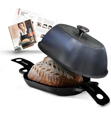 Enameled Cast Iron Dutch Oven 5.5 Qt Oval Black Sourdough Bread Baking Krustic