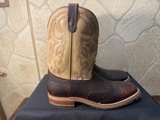 Mens 13 D Bison Leather Square Toe ICE Roper Work Western Cowboy Boots USA Made