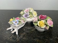 Coalport and Royal Adderley Porcelain Flower Posy Ornaments Set of 3 Floral