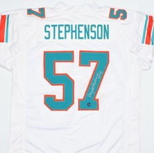 Dwight Stephenson Autographed White Pro Style Jersey w/ HOF - Prova *Silver