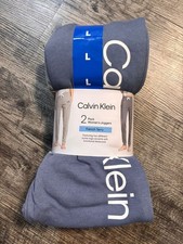NWT Womans Large Calvin Klein 2 Pack French Terry Joggers Blue/Gray