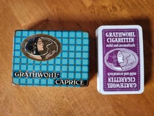 alte Blechdose 25 Grathwohl Cigaretten M&uuml;nchen mit Werbe - Kartenspiel um 1920