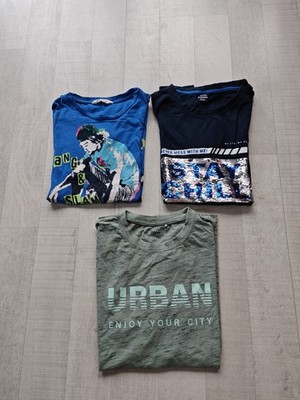  T-Shirt Paket Jungen Gr. 158 164   H&M, Yigga, Y.F.K.   3 Teile  -TOP