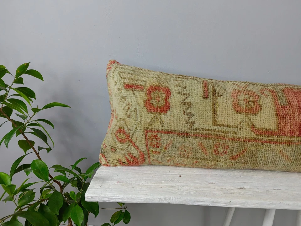 Funda de almohada Kilim turco 12x48 - tiro lumbar largo - cojín boho vintage Foto 2 de 4