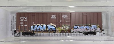MICRO-TRAINS N WEATHERED/GRAFFITI 60' RIB-SIDE HIGH-CUBE BOX CAR CN 12344160