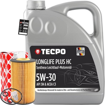FEBI ÖLFILTER + 5 LITER TECPO 5W-30 MOTORÖL LONGLIFE PLUS 504.00 507.00 ÖL 5W30
