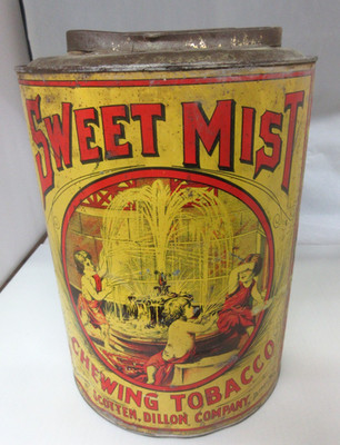 VINTAGE ADVERTISING EMPTY SWEET MIST   STORE COUNTER BIN  TOBACCO TIN  71-Z