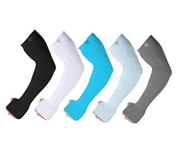 Arm Sleeves for Men Women UV Sun 5 Pairs_black+white+skyblue+blue+drakgrey