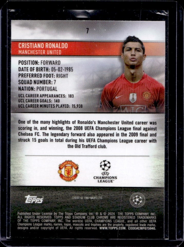 2023-24 Topps Stadium Club Chrome UEFA Cristiano Ronaldo #7 Man U view 2