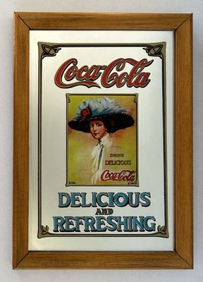 Vintage Coca-Cola Coke Framed Mirror Advertisement Sign 9.5''x13.25''