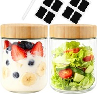 2 StüCk Meal Prep GläSer,470Ml Overnight Oats GläSer Mit Deckel,MüSlibecher Ein