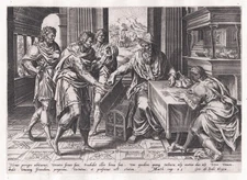 Muller / Groeningen Kaufmann Merchant Money Bible Engraving Jode 1580