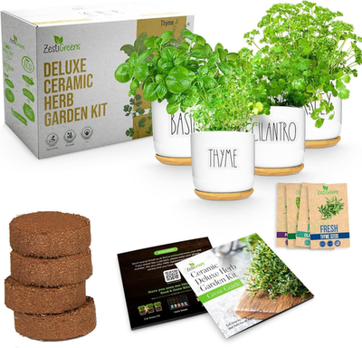 #ad Deluxe Indoor Herb Garden Kit 8 Varieties All Inclusive Easy Grow $52.88