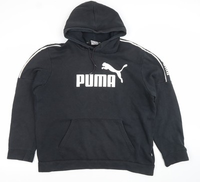 Puma Herren Schwarz L Logo Pullover Hoodie Sweatshirt