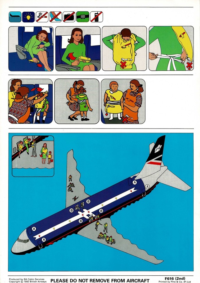 British Airways Code Aviation Safety Card BRITISH AIRWAYS - Boeing 737-400 - Code F616 (2nd ...