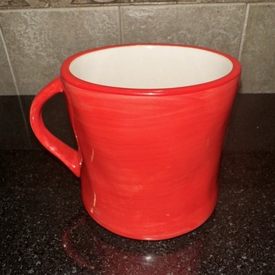 Anthropologie Letter "E" Initial Monogram Red Hand Painted Coffee Mug 14 oz  | eBay