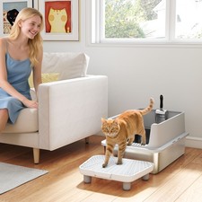 XL Stainless Steel Cat Litter Box High Sided Include Scoop Pad