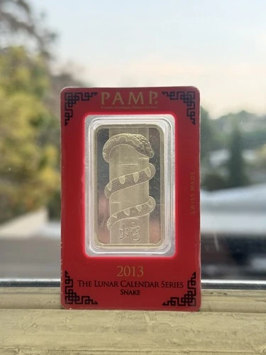 2013 PAMP Suisse Lunar Series Year of SNAKE 1 oz .999 Fine Silver in Assay