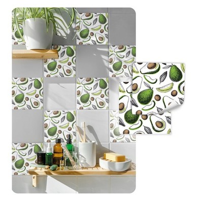 Fliesenaufkleber Set Aufkleber Folie Selbstklebend Küche Bad Y074-16 Avocado