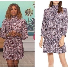 ZADIG & VOLTAIRE Rivali print leopard animal mini dress Small pink high neck