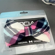 NWT OCIA Pink Blue White Plaid Men's Bow Tie