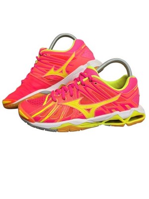 Mizuno Wave Tornado X2 Damen-Laufschuhe Hallenplatz pink gelb UK 5,5 US 8