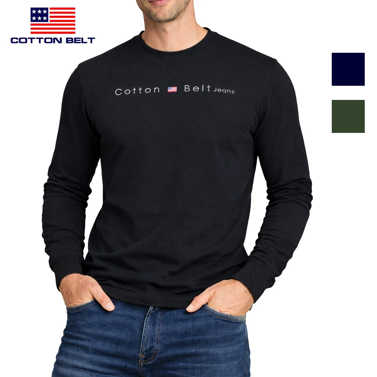 T V - Maglietta a maniche lunghe da uomo, con scollo rotondo, con bottone stretto e maniche lunghe, con sfumatura di colore, verde, L
