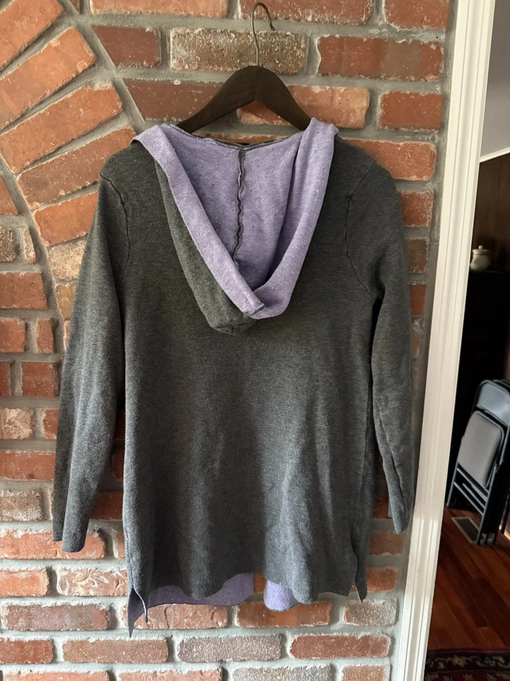 Cárdigan Abierto con Capucha Gris Amy Byer Niños Niñas XL 14/16 Suéter Forro Púrpura Foto 2 de 4