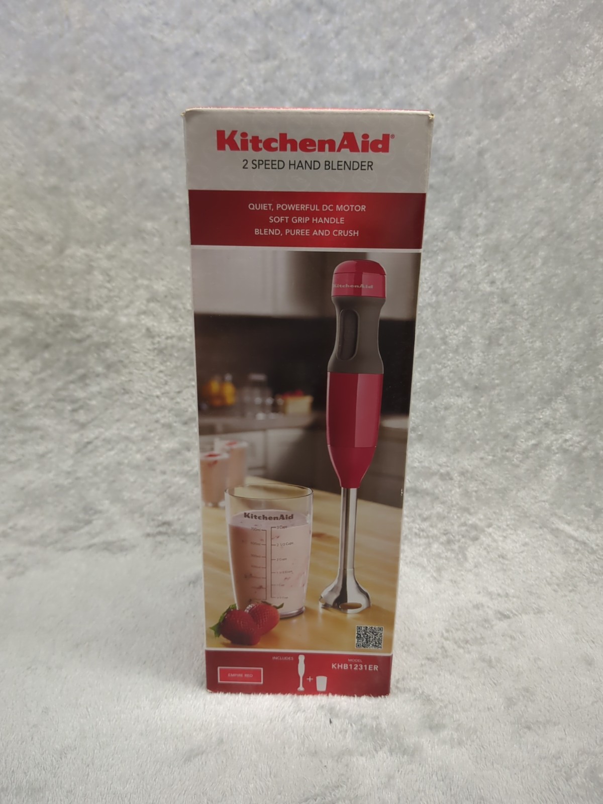 KitchenAid Empire Red 2-Speed Immersion Hand Blender KHB1231ER New in Box-image