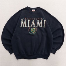 Vintage 90s Nutmeg Mills Miami Hurricanes Crewneck Sweatshirt XL Black USA Made