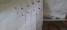 4 NEW VINTAGE White Semi Sheer Embroidered FLORAL Original Hankie Handkerchief
