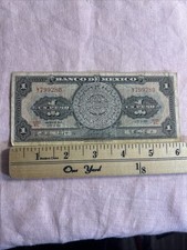 MEXICO January 25, 1961 Serie KC UN PESO Note LONG Enduring AZTEC CALENDAR STONE