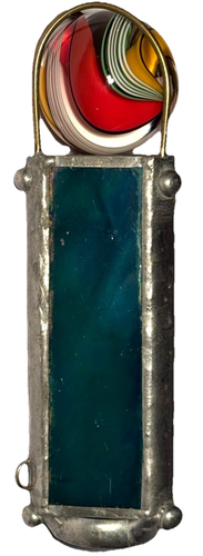 VINTAGE STUDIO ARTISAN MIXED METALS GLASS MARBLE SMALL KALEIDOSCOPE PENDANT - Picture 4 of 15