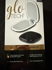 Glo Tech Led Compact Magnifying Small Mirror 1X and 10X Travel 4” Black